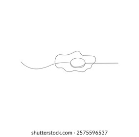 Continuous single line drawing of sunny side up egg logo label. white background,. Modern one line design vector graphic illustration