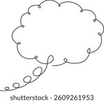 continuous single line drawing of a thought bubble, line art vector illustration