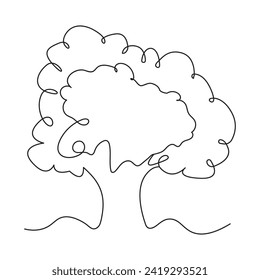 continuous single line drawing of tree vector outline art illustration Minimalist design.