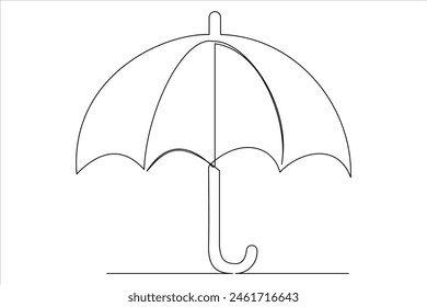 Continuous single line drawing of umbrella abstract umbrella line art illustration