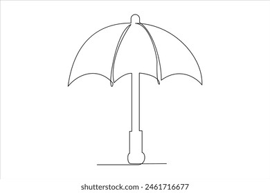 Continuous single line drawing of umbrella abstract umbrella line art illustration
