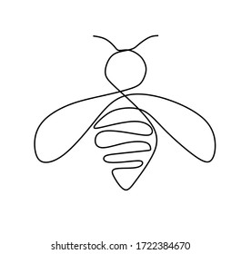 Continuous single line drawing vector illustration of a bee