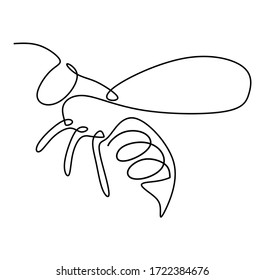 Continuous single line drawing vector illustration of a bee