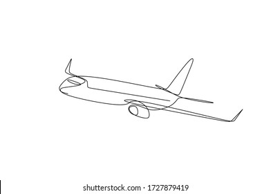 Continuous single line drawing vector illustration of an airplane climbing