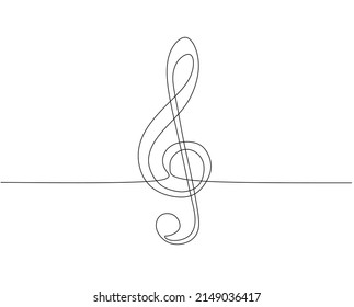 continuous single line drawing vector music symbol