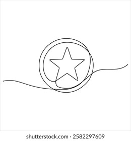 Continuous single line drawing vector star One line drawing background Linear star icon vector illustration