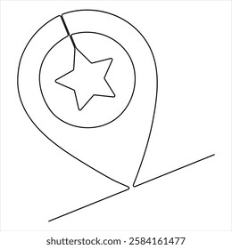 Continuous single line drawing vector star One line drawing background Linear star icon vector illustration