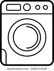 Continuous single line drawing of a washing machine for minimalistic appliance art perfect for home chore concepts laundry decor and modern house cleaning branding