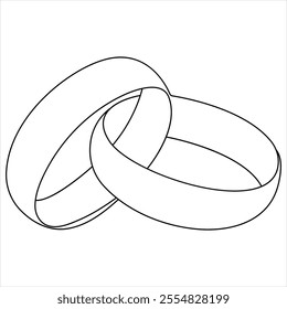 Continuous single line drawing of wedding rings romantic elegance concept and symbol proposal engagement and love marriage invitation outline design vector illustration