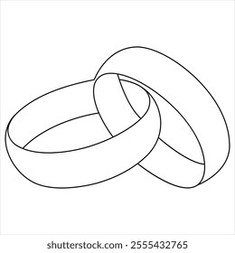 Continuous single line drawing of wedding rings romantic elegance concept and symbol proposal engagement and love marriage invitation outline design vector illustration