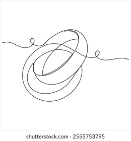 Continuous single line drawing of wedding rings romantic elegance concept and symbol proposal engagement and love marriage invitation outline design vector illustration