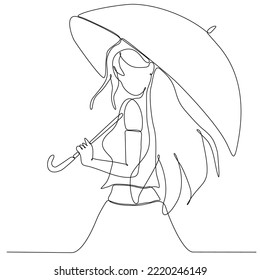 
Continuous single line drawing woman holding umbrella  Continuous Line Drawing young woman and umbrella stick  Girl and awesome umbrella   pretty continuous line drawing minimalist design 