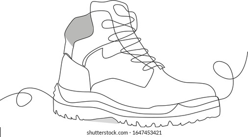 Continuous single line drawing work boot / hiking book