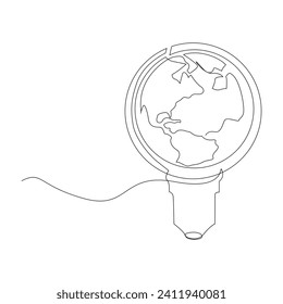 diseño simple del mapa del mundo de la Tierra de una sola línea continua esquema de arte vectorial