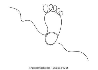 Continuous single line of foot sole drawing outline vector art illustration
