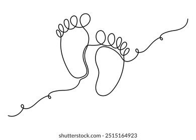 Continuous single line of foot sole drawing outline vector art illustration
