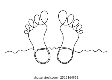 Continuous single line of foot sole drawing outline vector art illustration
