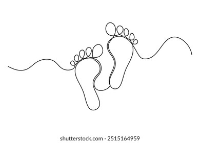 Continuous single line of foot sole drawing outline vector art illustration
