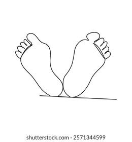 Continuous single line of foot sole drawing outline vector art illustration