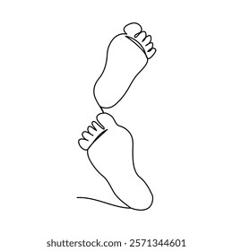 Continuous single line of foot sole drawing outline vector art illustration