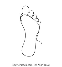 Continuous single line of foot sole drawing outline vector art illustration