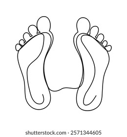 Continuous single line of foot sole drawing outline vector art illustration