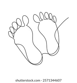 Continuous single line of foot sole drawing outline vector art illustration