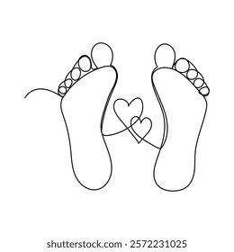 Continuous single line of foot sole drawing outline vector art illustration Design