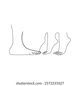 Continuous single line of foot sole drawing outline vector art illustration Design