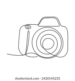 Continuous single line Hand drawing outline line of digital camera vector art illustration minimalist design