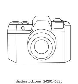 Continuous single line Hand drawing outline line of digital camera vector art illustration minimalist design
