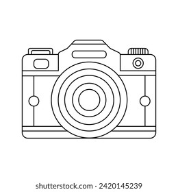 Continuous single line Hand drawing outline line of digital camera vector art illustration minimalist design