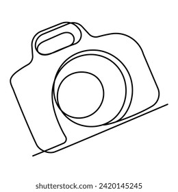 Continuous single line Hand drawing outline line of digital camera vector art illustration minimalist design