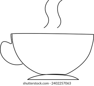 
continuous single line hand drawn cup of coffee with steam vector illustration minimalist design