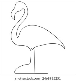 Ilustración de estilo de Vector de dibujo de pájaro de garza de línea única continua