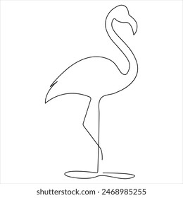 Continuous single line heron bird art drawing vector style illustration