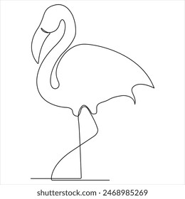 Continuous single line heron bird art drawing vector style illustration