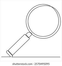 Continuous single line illustration of magnifying glass Continuous one line drawing of magnifying glass sketch vector