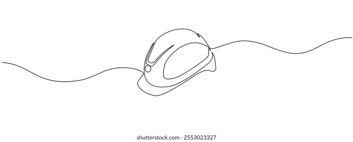 Ilustración continua de una sola línea de casco de seguridad para un trabajo seguro. Línea editable de un solo Vector para equipos de construcción. Concepto de construcción.