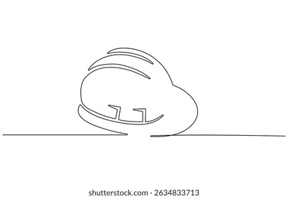 Continuous single line continuous illustration of safety helmet for safe work, ,one line drawing of isolated hard hat, Continuous one line drawing safety helmet.