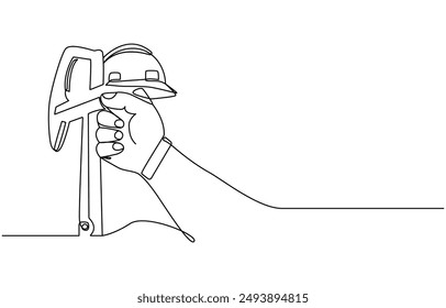 Continuous single line labor day concept outline vector art illustration