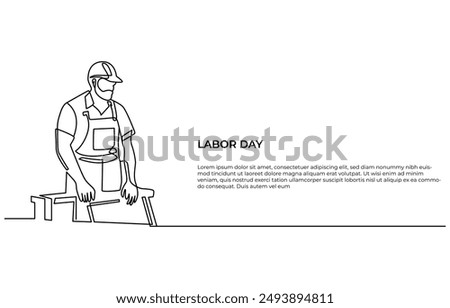 Continuous single line labor day concept outline vector art illustration