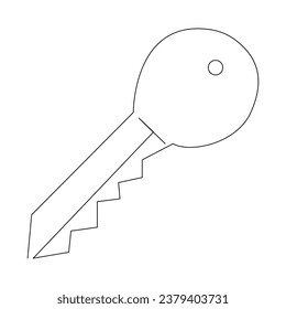 Continuous single line lock key outline vector art  drawing