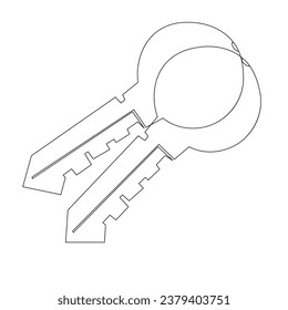 Continuous single line lock key outline vector art  drawing
