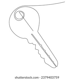 Continuous single line lock key outline vector art  drawing