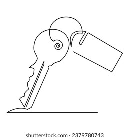 
Continuous single line lock key outline vector art  drawing