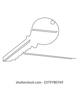 
Continuous single line lock key outline vector art  drawing