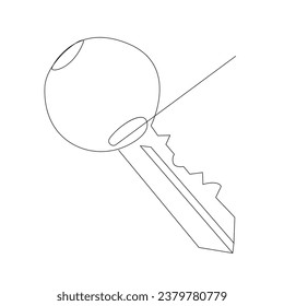 
Continuous single line lock key outline vector art  drawing