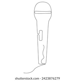 Continuous single line microphone mic sound one line art drawing and illustration vector design