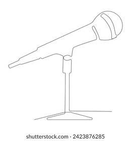 Continuous single line microphone mic sound one line art drawing and illustration vector design